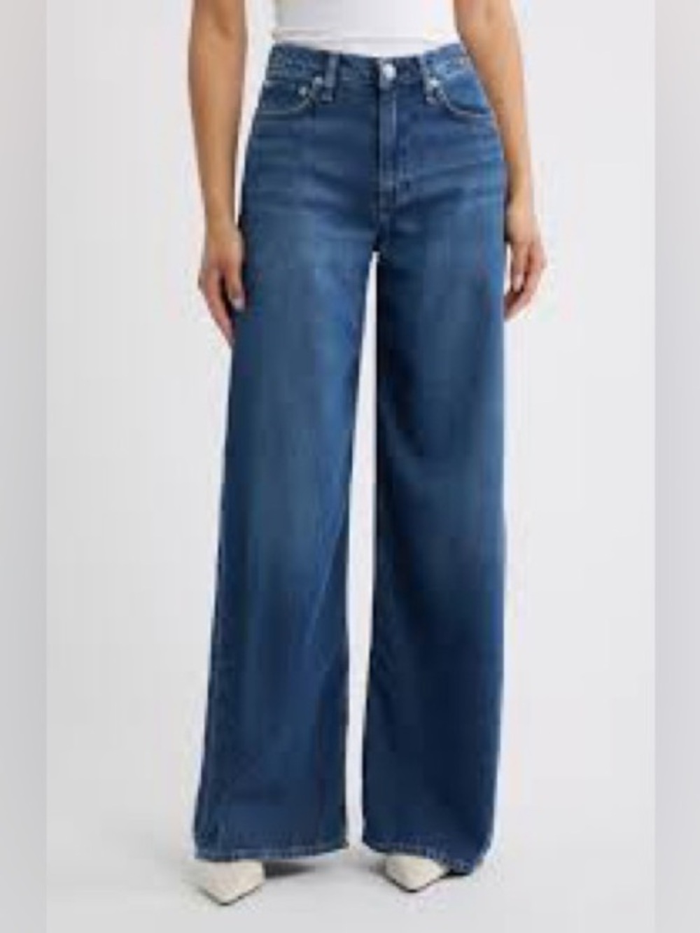 rag & bone The Flexi Sofie High-Rise Ultra Wide-Leg Jean Blue Full Length 25